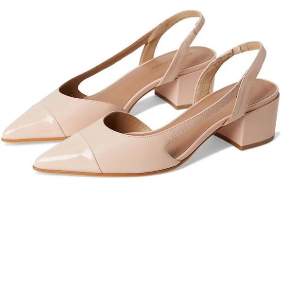 Bernardo Shoes - Elegant Nude Slingback Block Heels